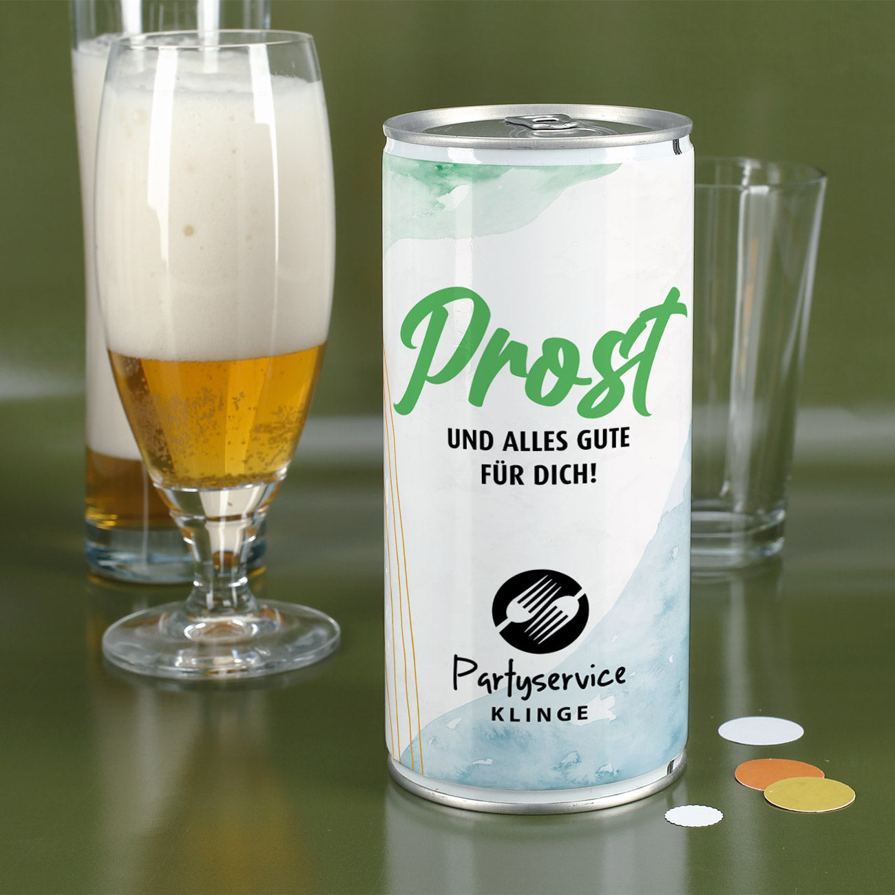 Bierdose mit Firmenlogo