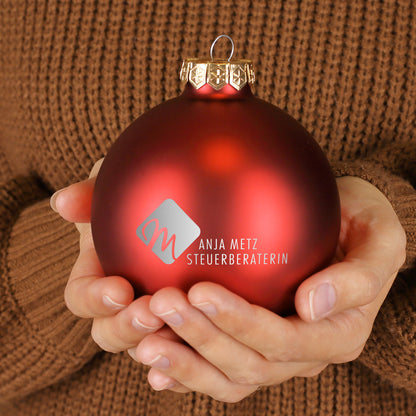 Christbaumkugel mit Firmenlogo Rot