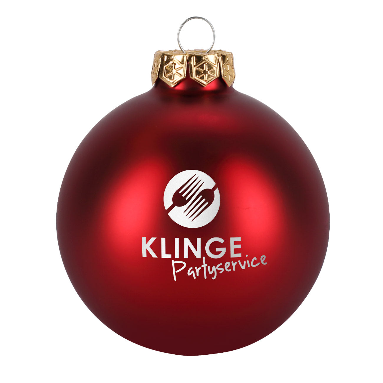 Christbaumkugel mit Firmenlogo in Rot Matt Beispiel