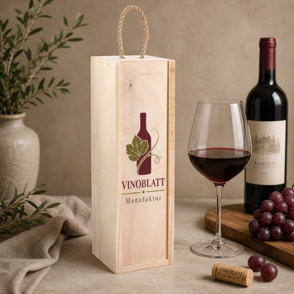 Bedruckte Flaschenverpackung aus Holz mit Logo