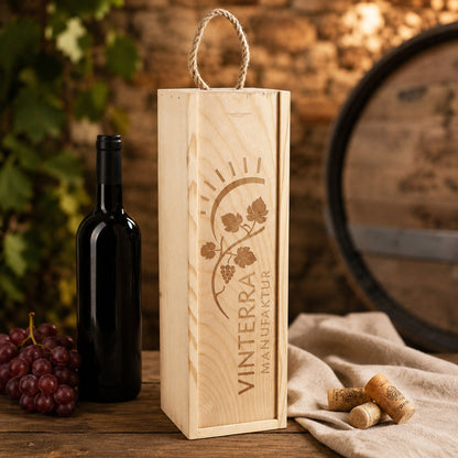 Flaschenverpackung mit Logo graviert