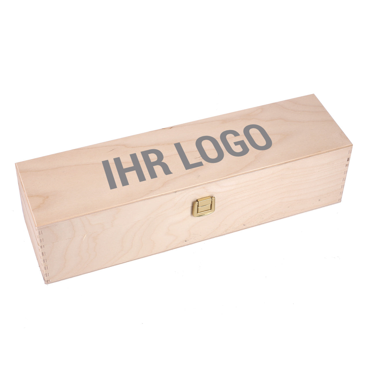 Bedruckte Flaschenverpackung aus Holz inkl. Logo