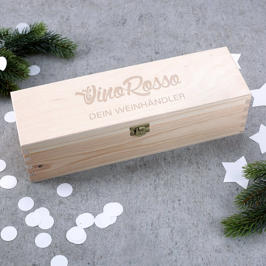 Flaschenverpackung inkl. Gravur des Logos