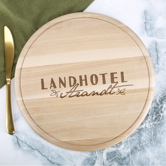 Schneidebrett mit Firmenlogo