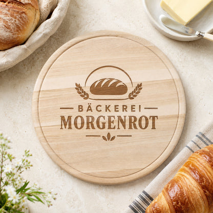 Rundes Holzbrett mit Logo