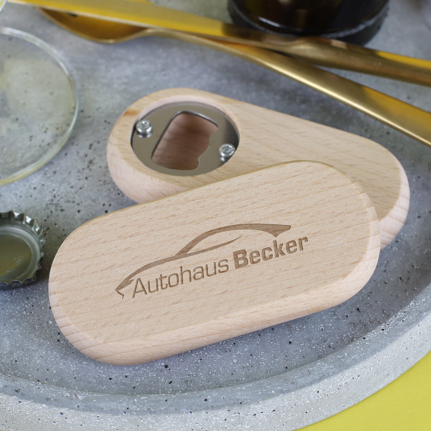 Gravierter Flaschenöffner mit Logo, oval
