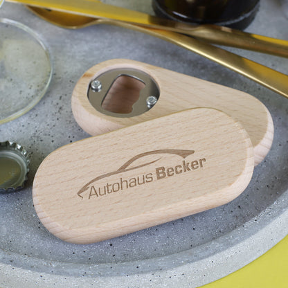 Gravierter Flaschenöffner mit Logo, oval