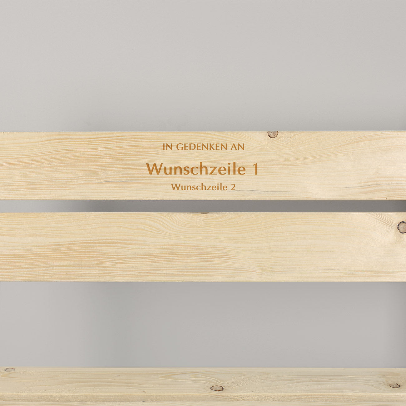 Gedenkbank Rückenlehne mit 2 Wunschzeilen zum Gravieren