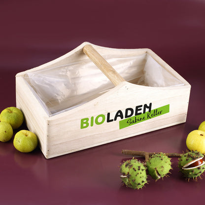 Bedruckter Holzkorb mit 1 Griff und Wunschlogo