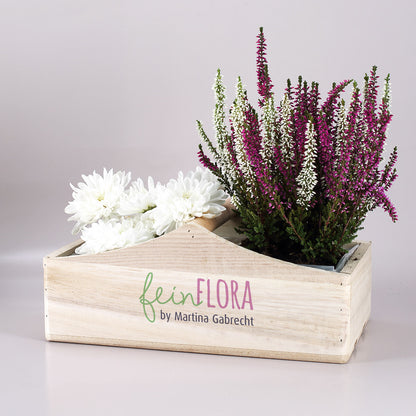 Pflanzkorb aus Holz mit 1 Griff - nach Wunsch mit Logo bedruckt