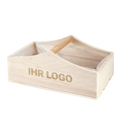Holzkorb mit 1 Griff und Logo graviert