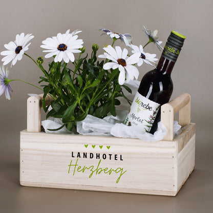 Pflanzkiste bedruckt mit Logo 