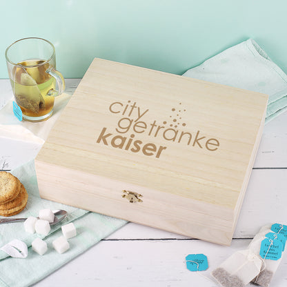 Gravierte Teebox in drei versch. Größen mit Firmenlogo