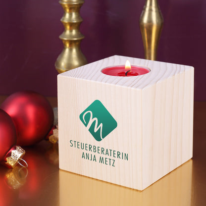 Teelichthalter mit Logo bedruckt