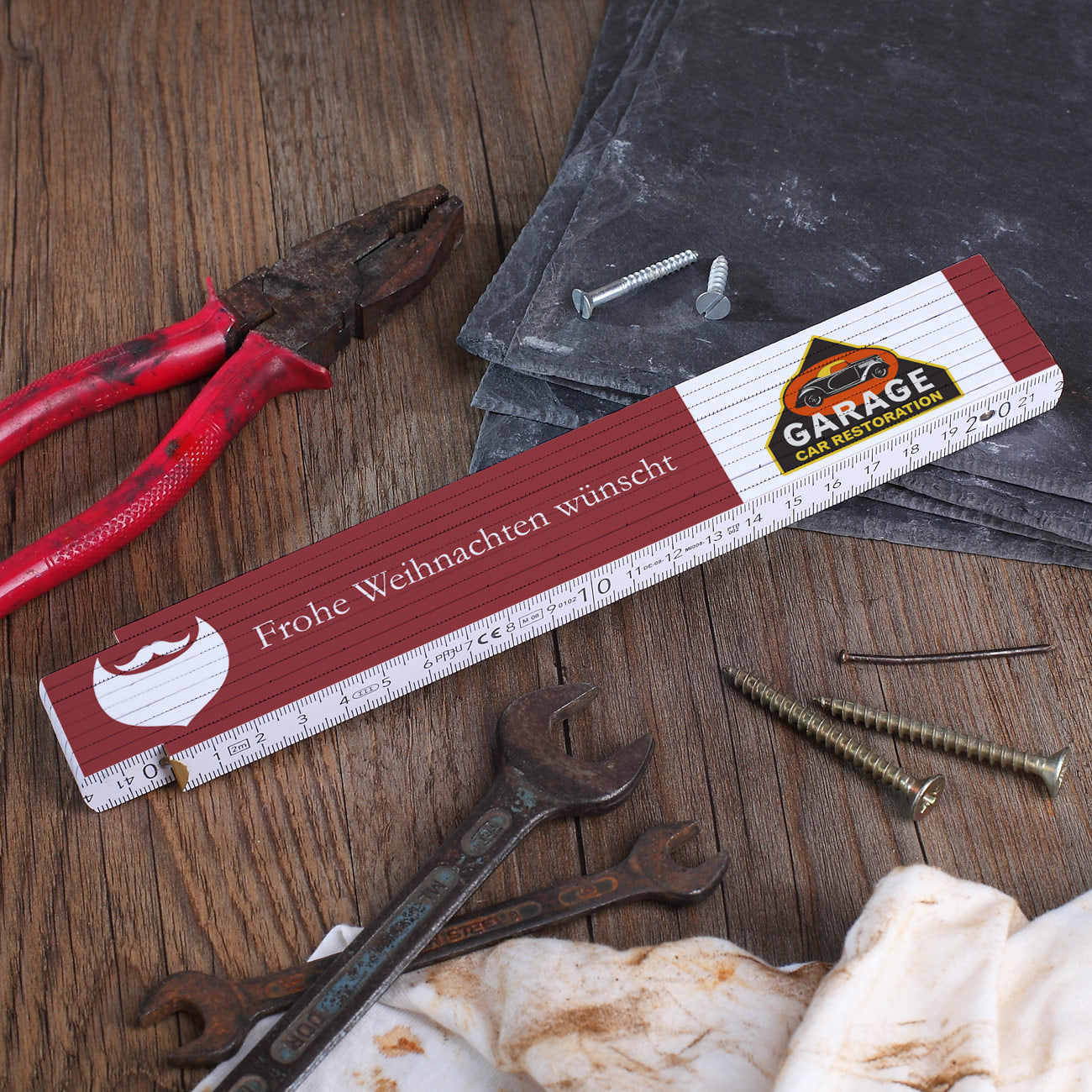 Zollstock mit Ihrem Firmenlogo - Frohe Weihnachten