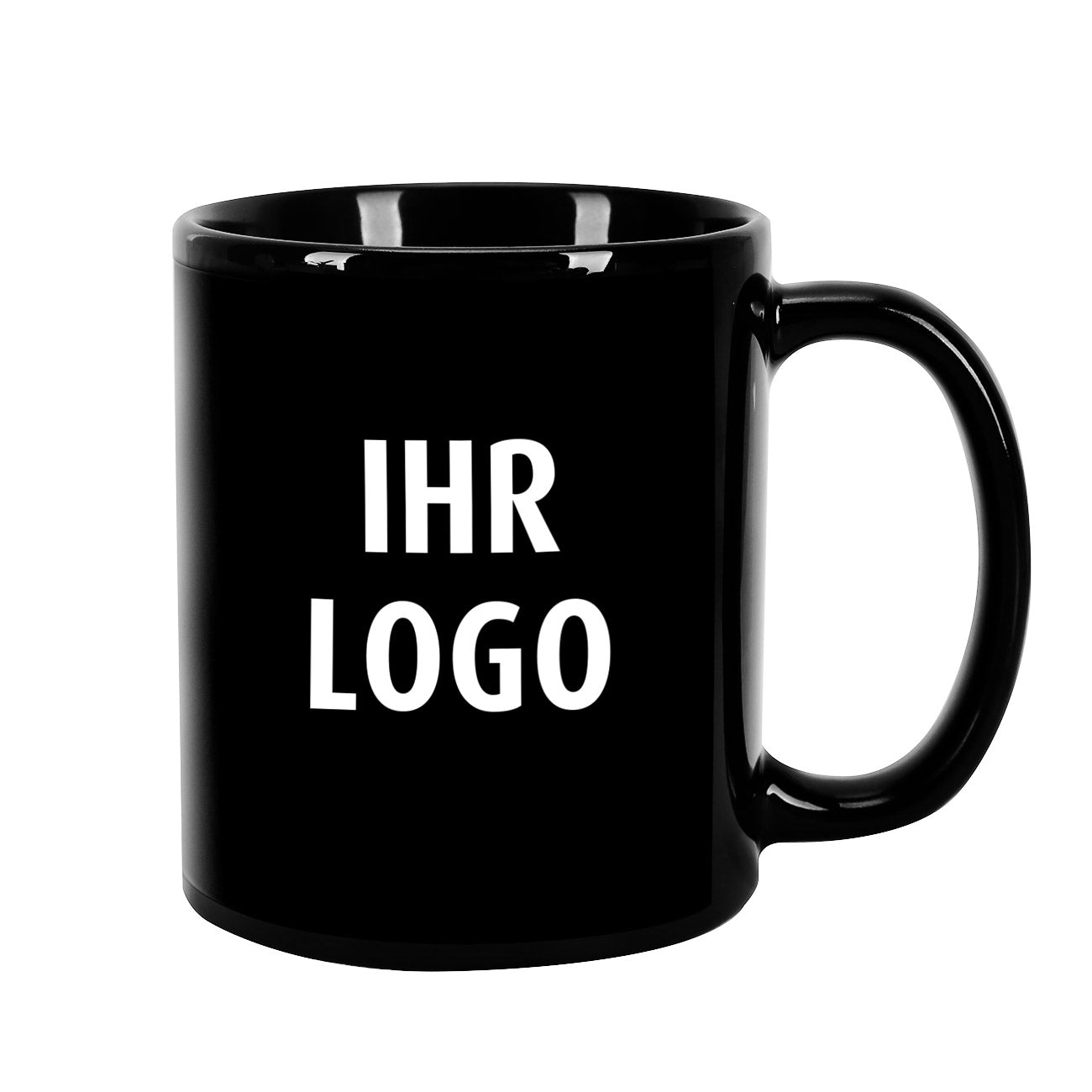 Schwarze Tasse bedruckt mit Ihrem Firmenlogo