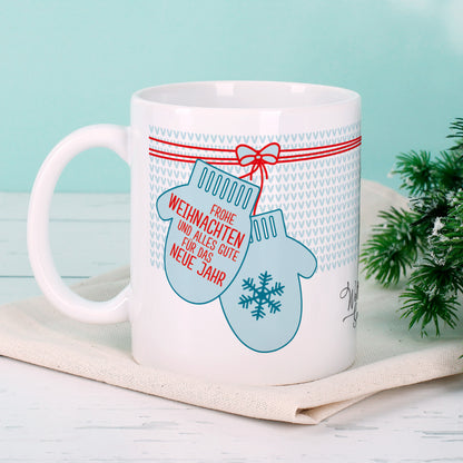 Tasse mit Geschenkverpackung zu Weihnachten mit Ihrem Firmenlogo