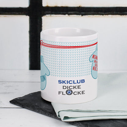 Weihnachtliche Tasse mit Handschuhen, Firmenlogo