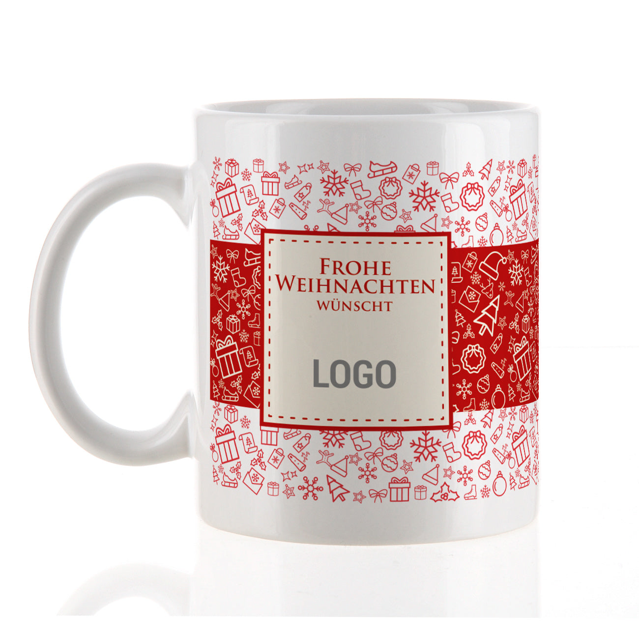 Weihnachtliche Tasse mit Ihrem Firmenlogo