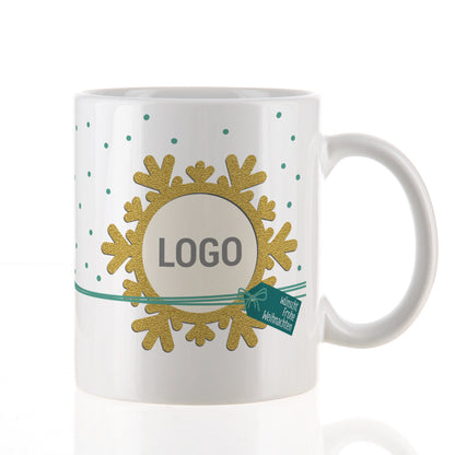 Schneesternen-Tasse mit Ihrem Firmenlogo zu Weihnachten