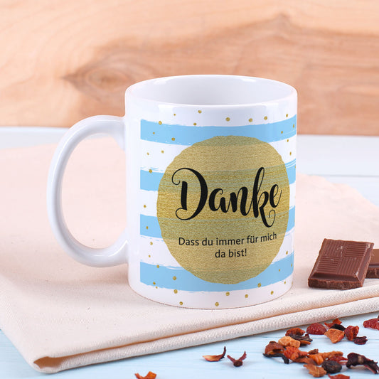 Tasse als "Dankeschön" - als Variante mit Lindt Herzen gefüllt