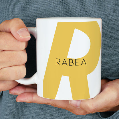 Tasse mit Monogram und Name in verschiedenen Farben