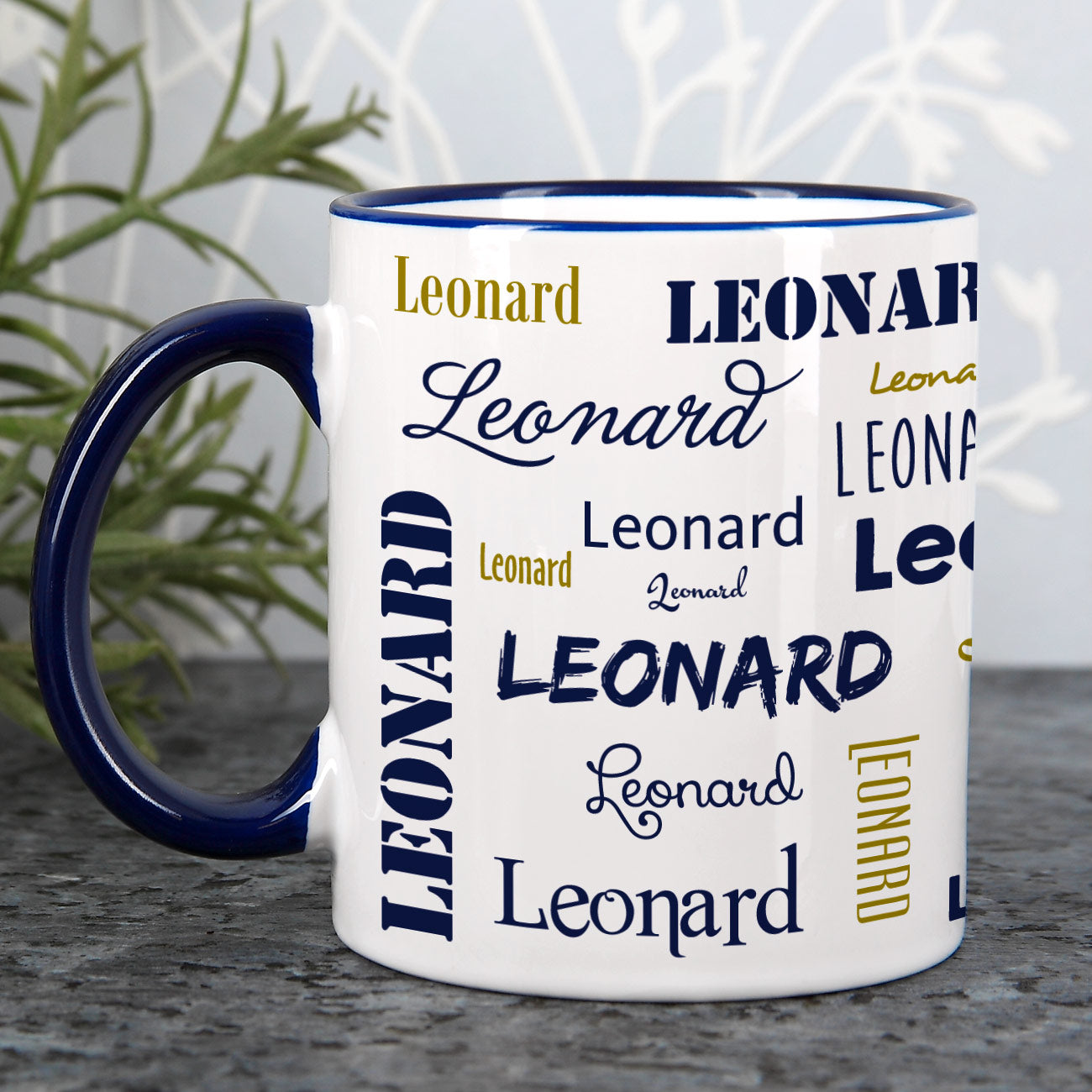 Namenstasse mit verschiedenen Schriftarten