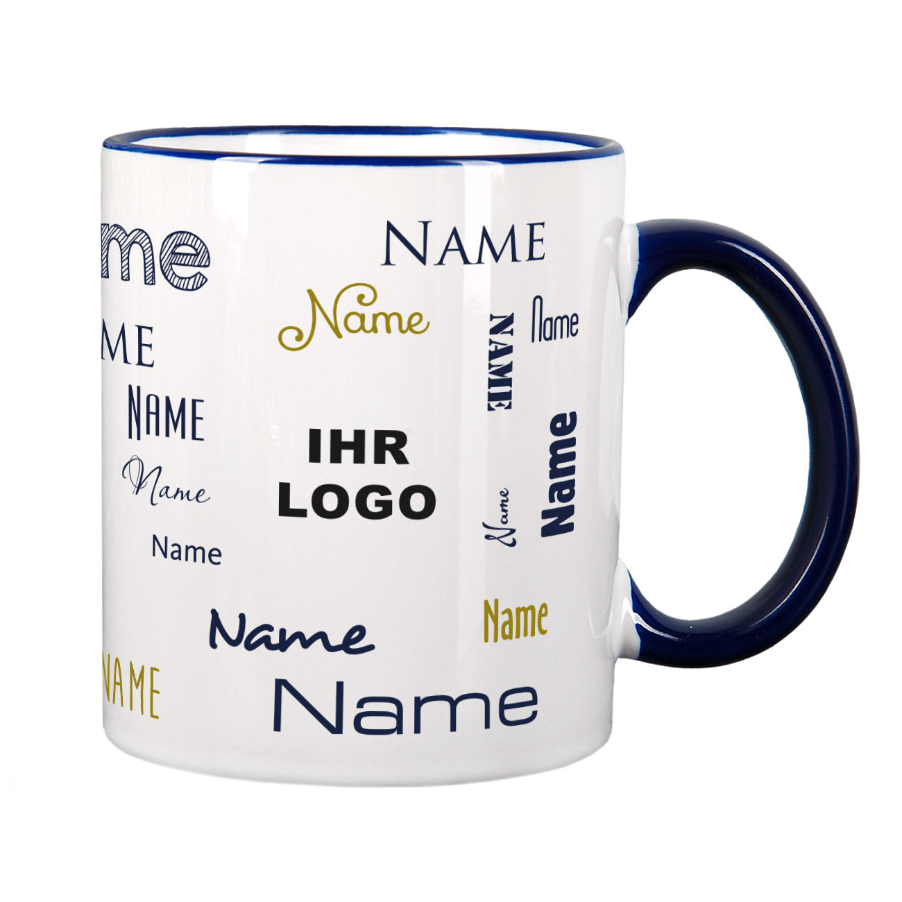 Namenstasse in verschiedenen Schriftarten mit Logo