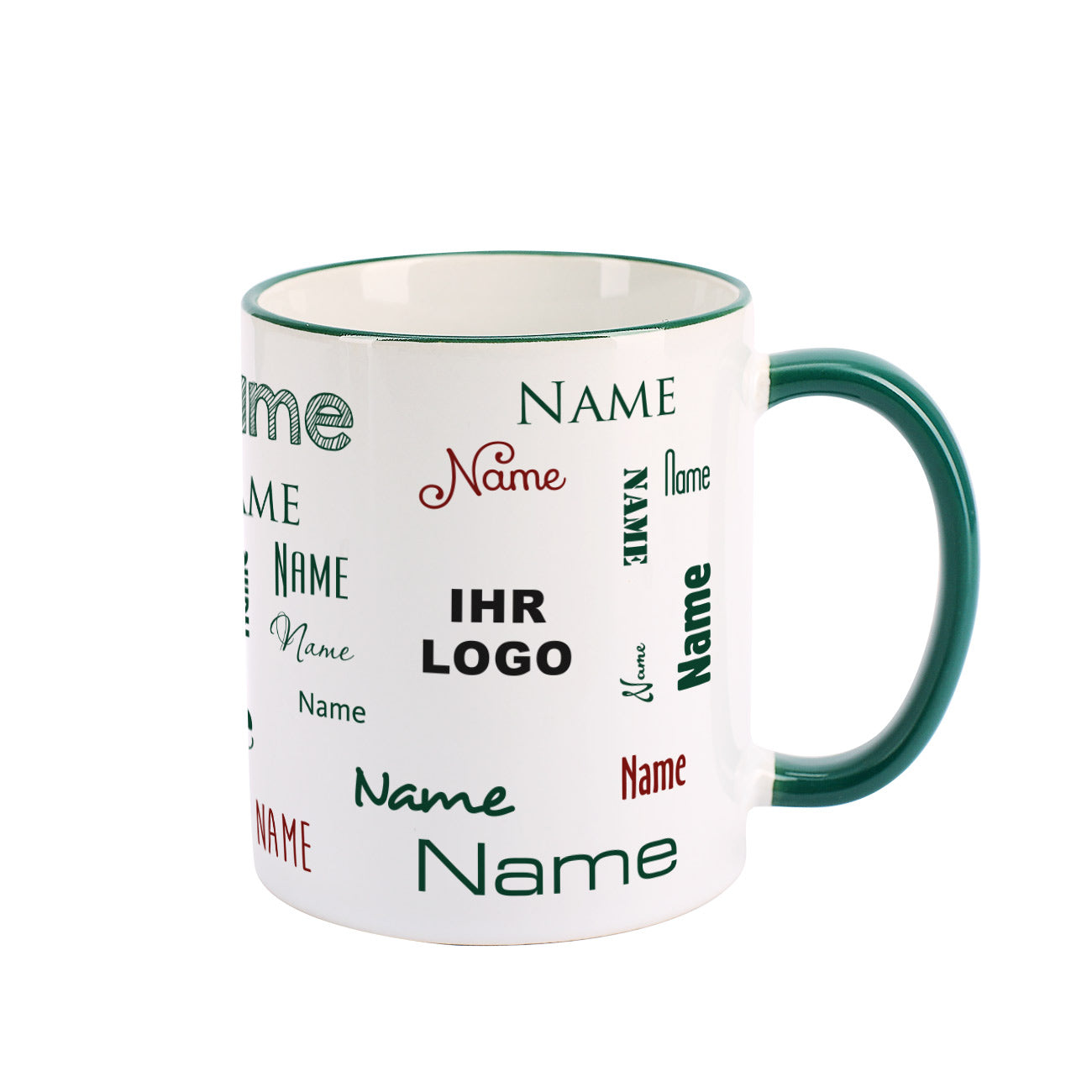 Namenstasse in verschiedenen Schriftarten mit Logo