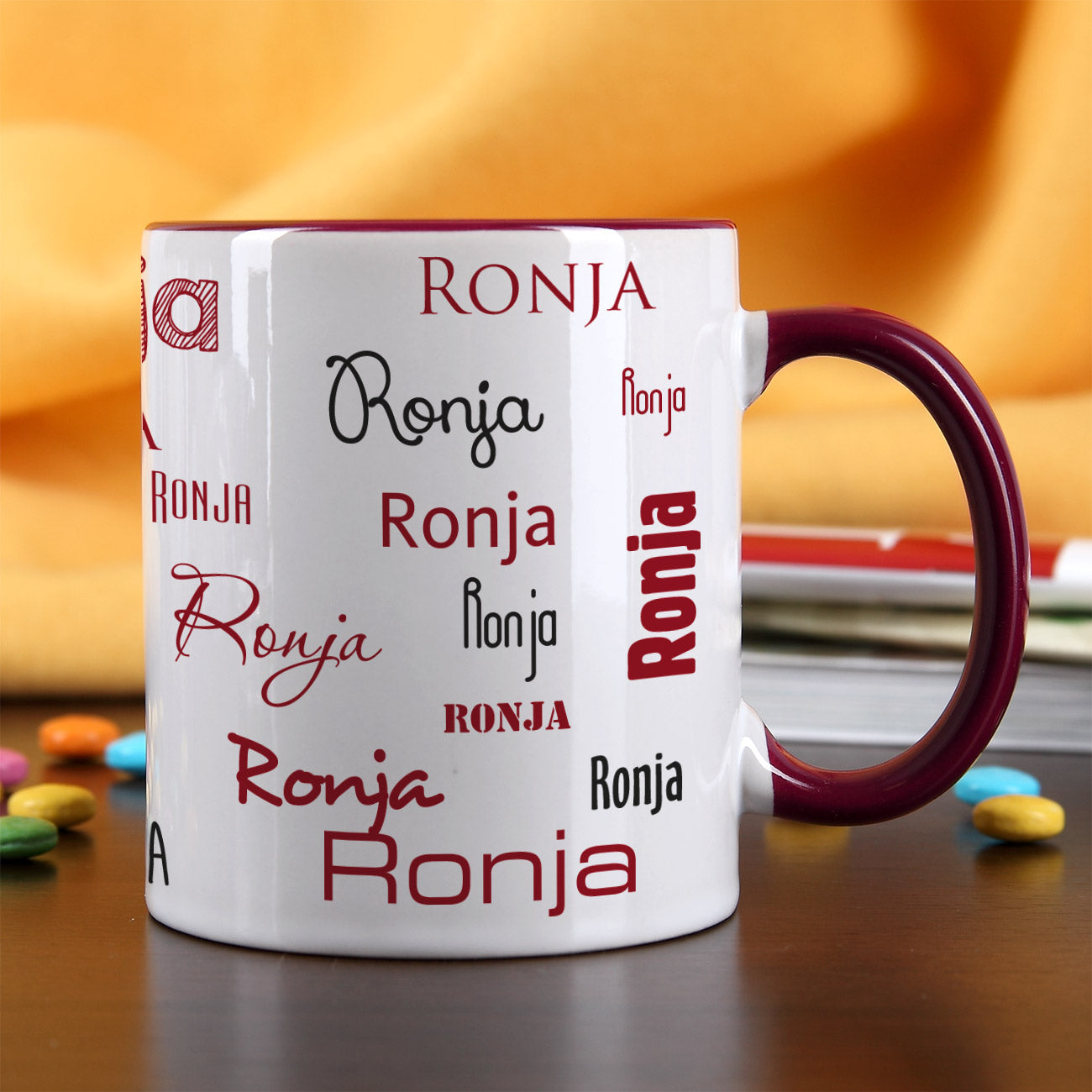 Namenstasse mit verschiedenen Schriftarten