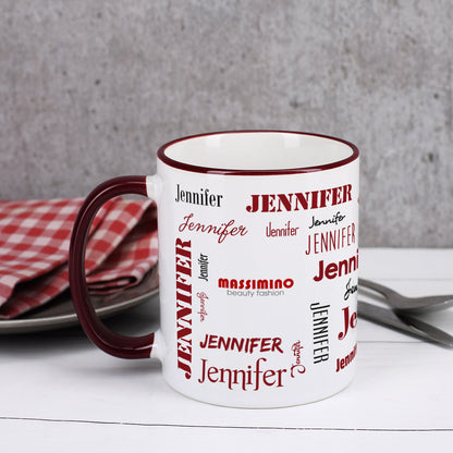 Namenstasse in verschiedenen Schriftarten mit Logo