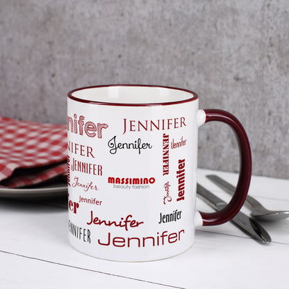 Namenstasse in verschiedenen Schriftarten mit Logo