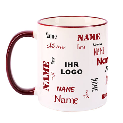 Namenstasse in verschiedenen Schriftarten mit Logo