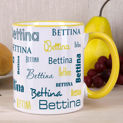 Namenstasse mit verschiedenen Schriftarten