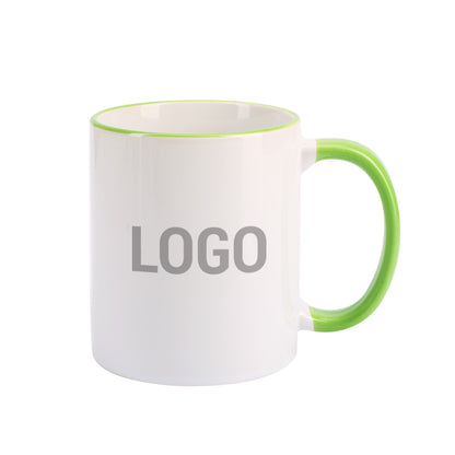 Hellgrüne Tasse mit Logo bedruckt – Moderne Werbetasse 300 ml
