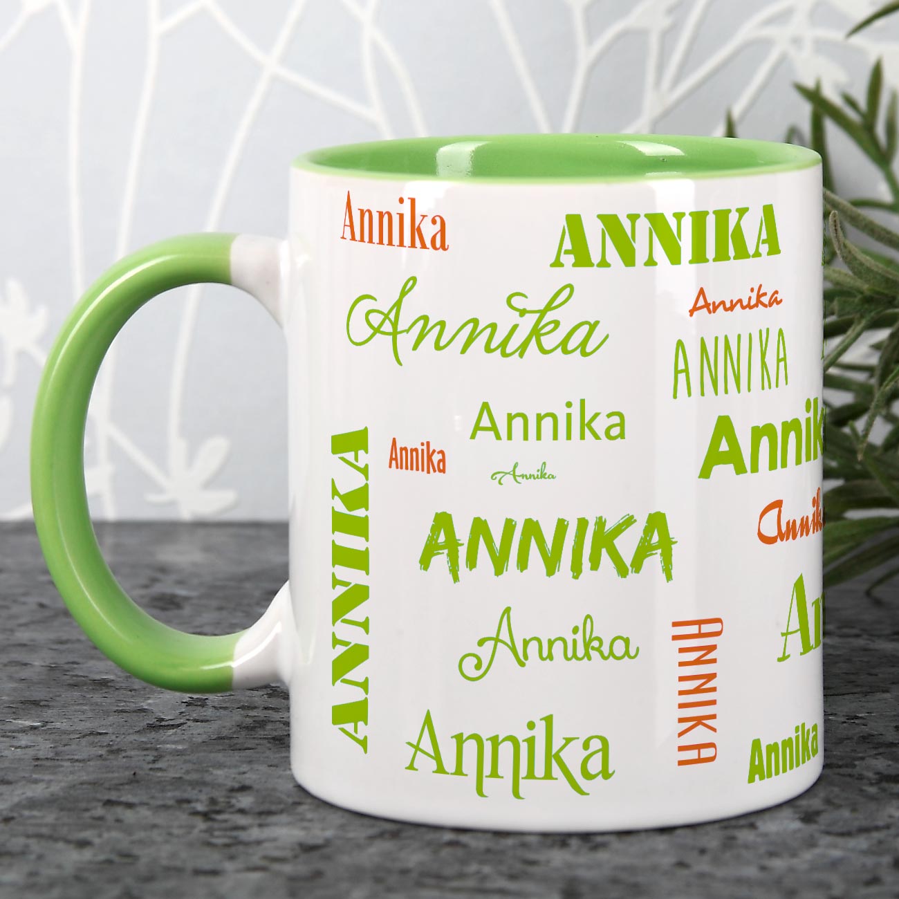 Namenstasse mit verschiedenen Schriftarten