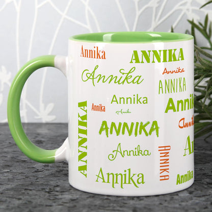 Namenstasse mit verschiedenen Schriftarten