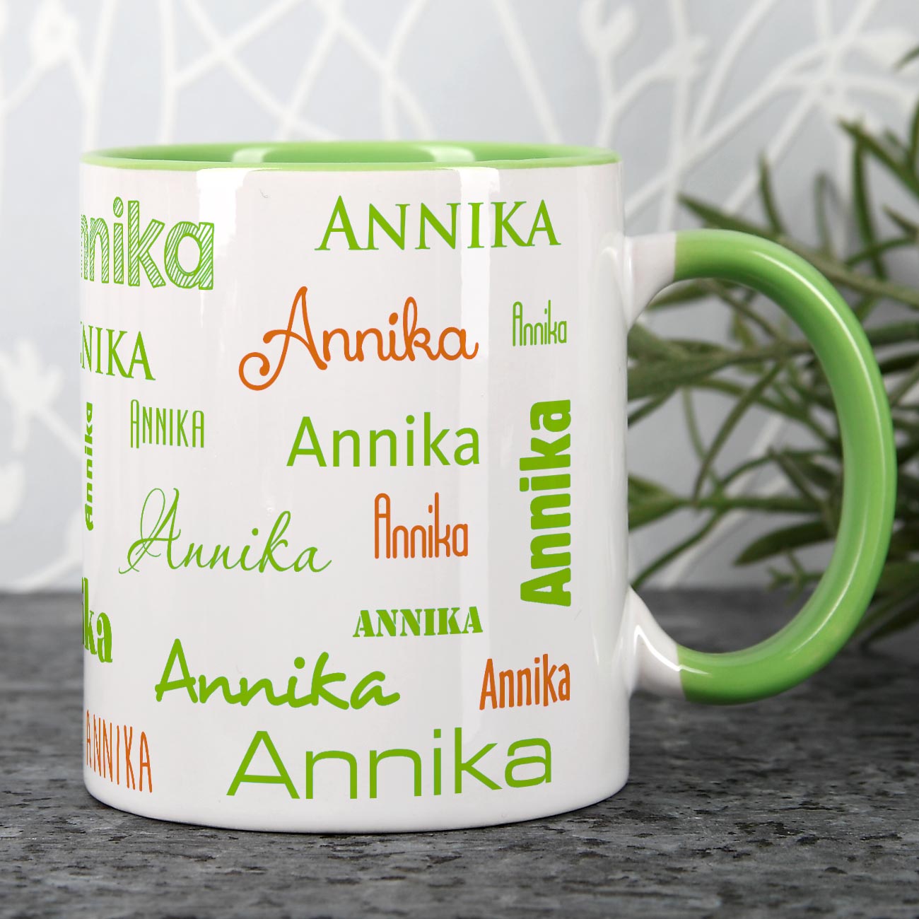 Namenstasse mit verschiedenen Schriftarten
