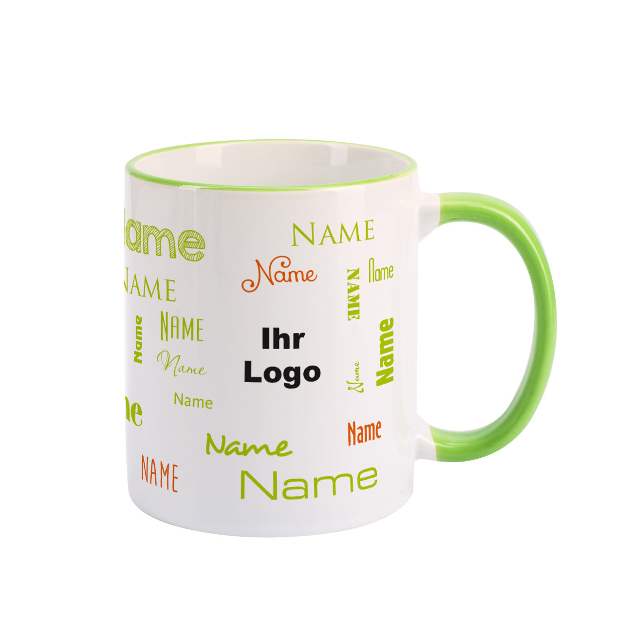 Namenstasse in verschiedenen Schriftarten mit Logo