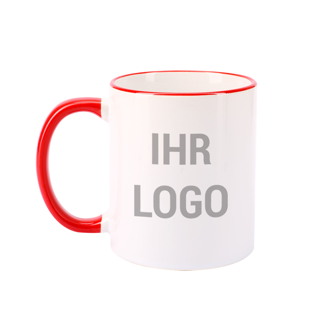 Rote Tasse mit Logo bedruckt – Auffällige Werbetasse 300 ml