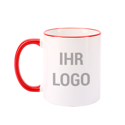 Rote Tasse mit Logo bedruckt – Auffällige Werbetasse 300 ml