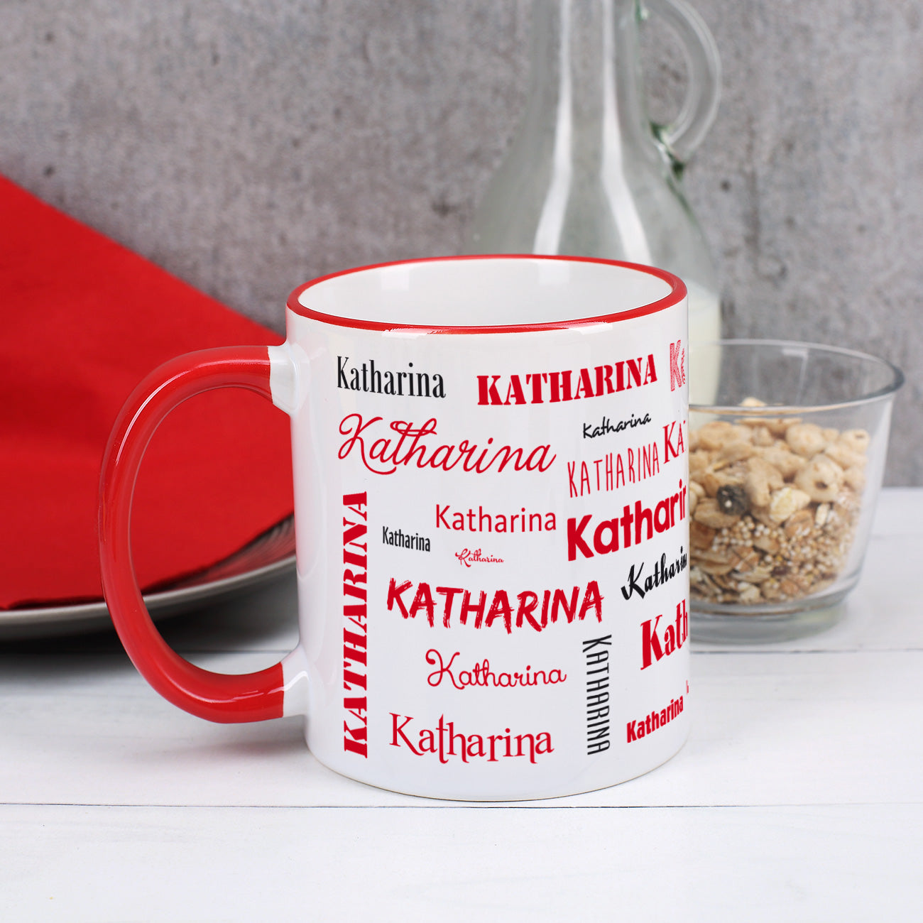 Namenstasse mit verschiedenen Schriftarten