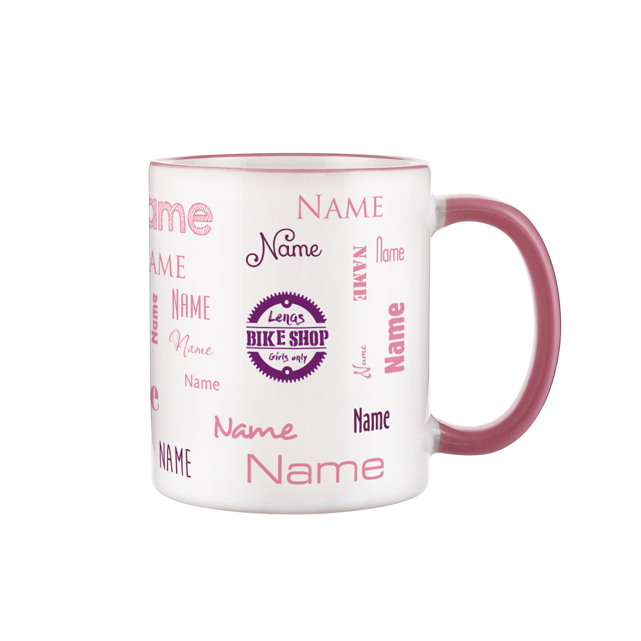 Namenstasse in verschiedenen Schriftarten mit Logo