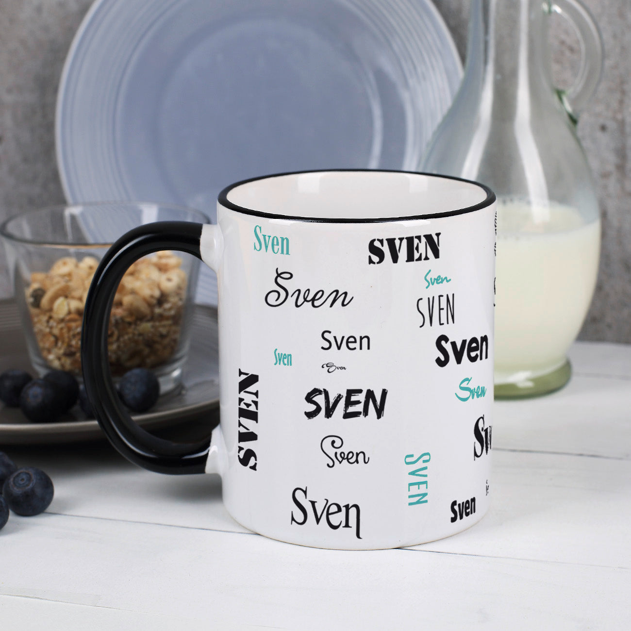 Namenstasse mit verschiedenen Schriftarten