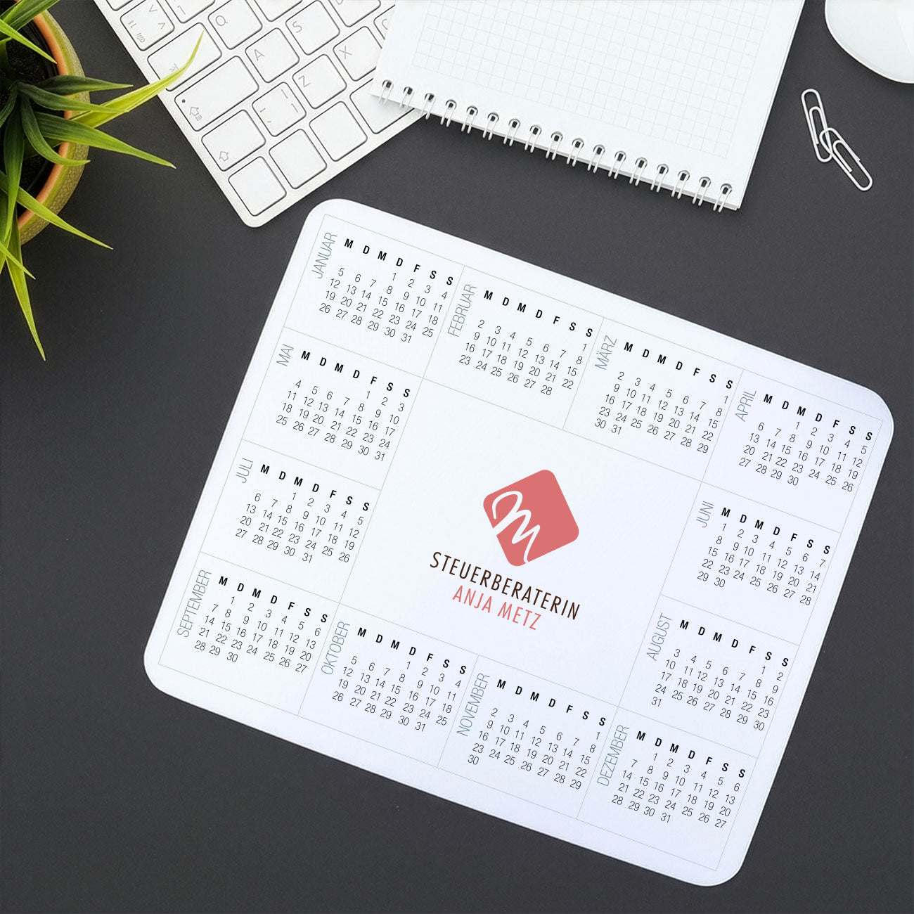 Mousepad mit Kalender und Logo