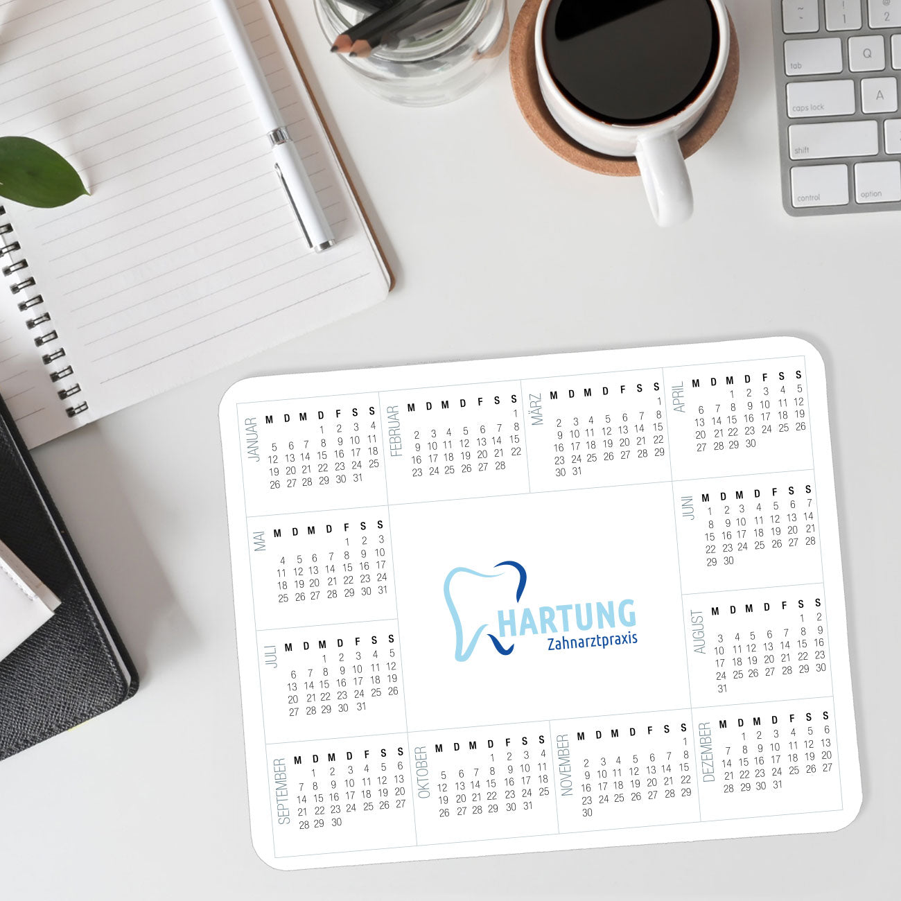 Mousepad mit Kalender und Logo