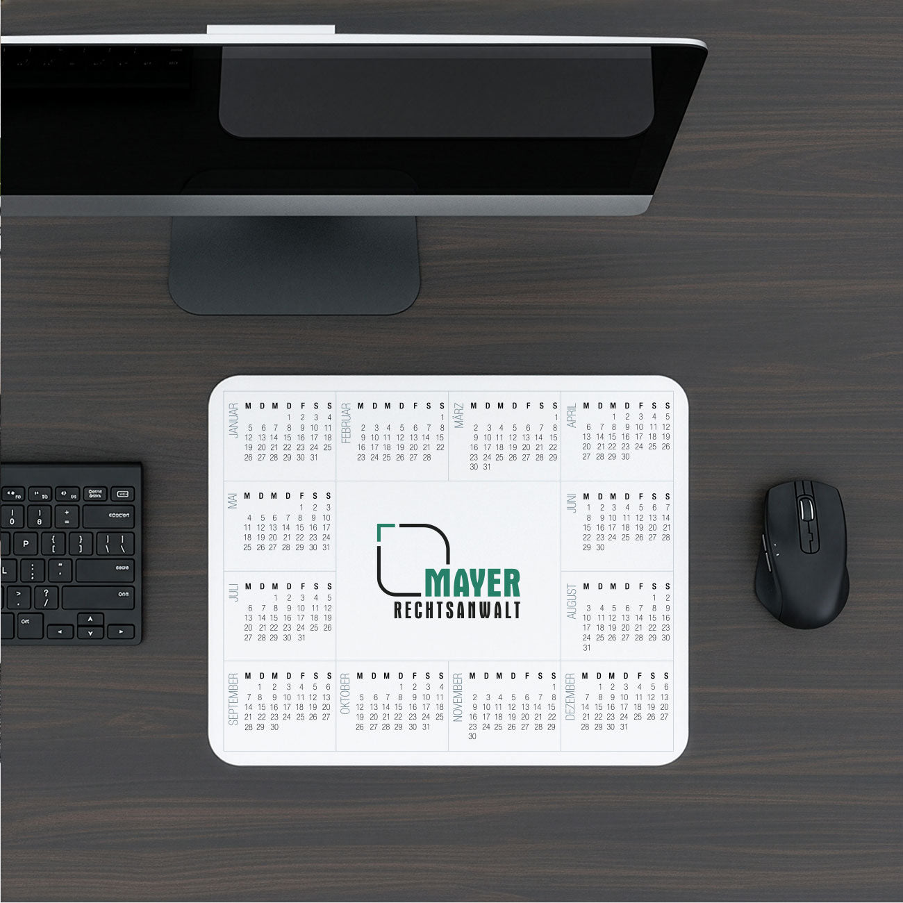 Mousepad mit Kalender und Logo
