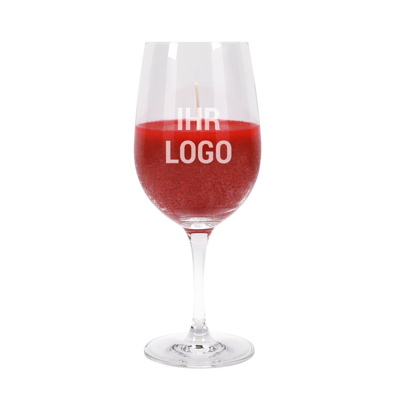 Logogravur auf Duftkerze im Weinglas