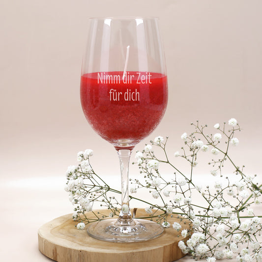 Romance Duftkerze im Leonardo Weinglas mit Gravur des Wunschtextes