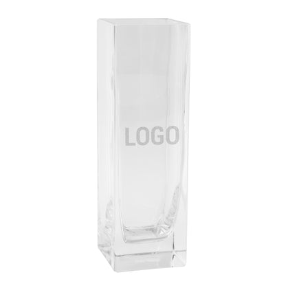 Blumenvase mit Gravur des Firmenlogos